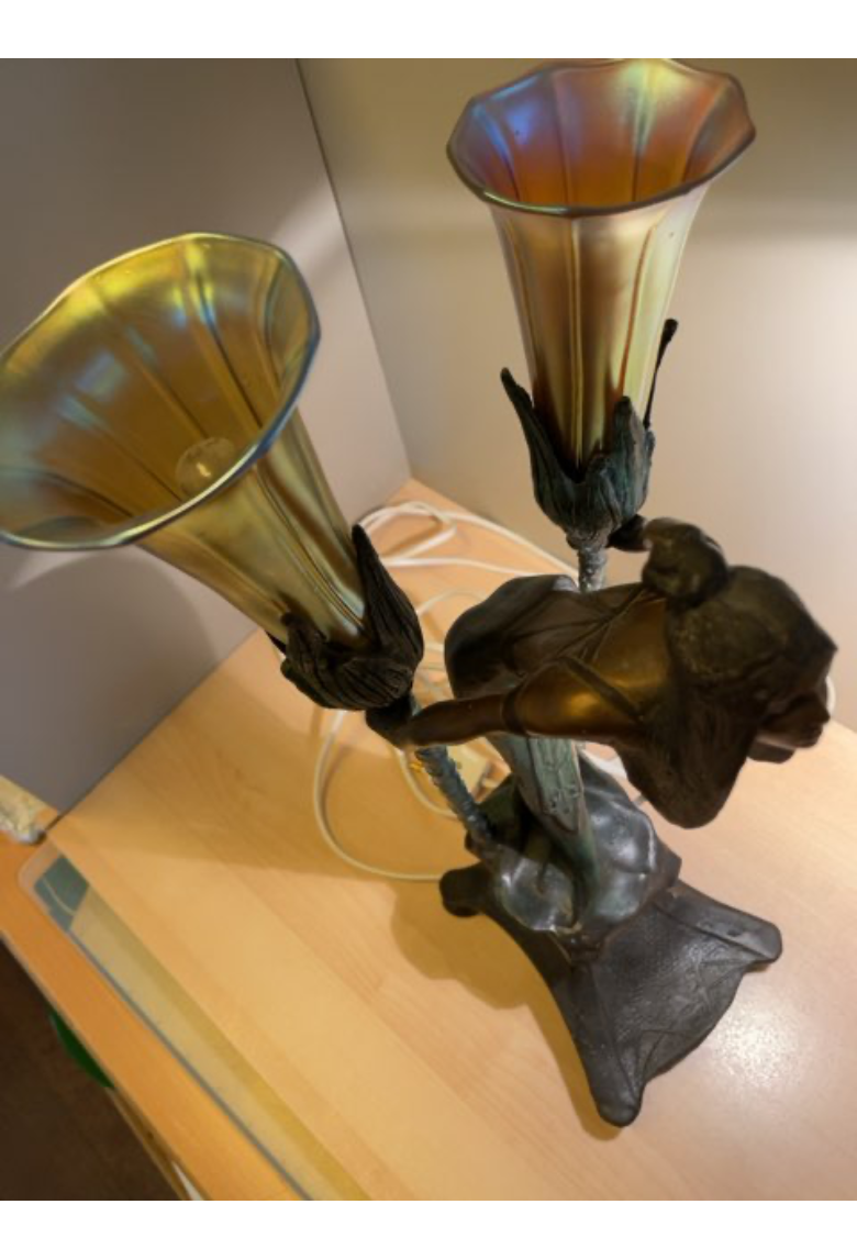 Art Nouveau lampe i bronze